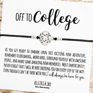Bracelet de l'amitié avec carte « En route pour l'université », cadeau meilleur ami, remise des diplômes, senior, étudiant de première année, au revoir, tu me manques, cadeau ici pour vous