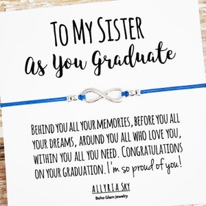 Bracelet d’amitié avec carte de fin d’études « To My Sister » | Cadeau de graduation de sœur, Big Little, Graduation de sœur, École secondaire, Diplômé d’université