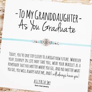 Bracelet cadeau avec carte de remise de diplôme « petite-fille », cadeau de remise de diplôme petite-fille, cadeau grand-mère petite-fille, diplômé du secondaire