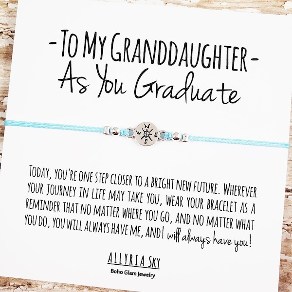 Gift Bracelet with "Granddaughter" Graduation Card, Granddaughter Graduation Gift, Grandmother Granddaughter Gift, High School College Grad