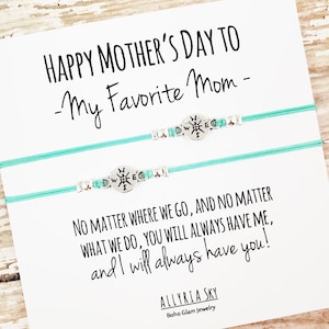Set of Two Mother Daughter Bracelets with &quot;Happy Mother&#39;s Day&quot; Card | Mom, Daughter Gift | Mother&#39;s Day Gift Jewelry | Matching Bracelet Set