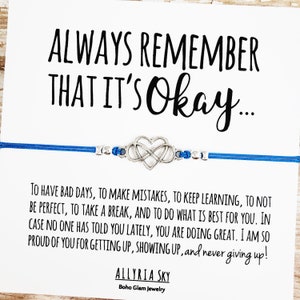 Bracelet cadeau Meilleur Ami avec carte « It’s Okay » | Penser à vous, n’abandonnez pas, accrochez-vous, soutenez, faites du bien, Offrez d’encouragement