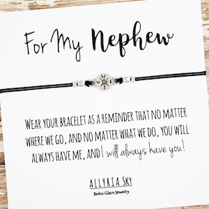 Bracelet d’amitié avec carte « Pour mon neveu » | Cadeau de neveu, Bracelet de neveu, Bijoux de neveu, Cadeau d’anniversaire de neveu, Cadeau de tante et de neveu