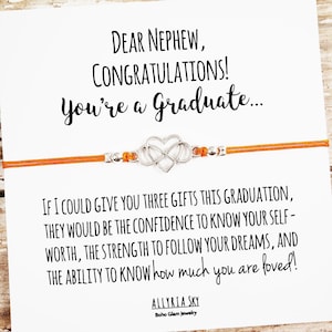 Bracelet cadeau avec carte de graduation « Cher neveu » | Cadeau de remise des diplômes de neveu | Cadeau de tante neveu | | de remise des diplômes de neveu Lycée, Diplômé du collège