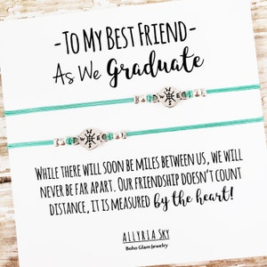 Ensemble de deux bracelets Best Friend avec carte de graduation | BFF, Meilleur ami, Diplômé, Cadeau de fin d’études Bijoux | Bracelets d’amis assortis