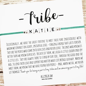 Personalized Bracelet, Custom Word Bracelet, Tribe Card, Tribe Gift, Best Friend Gift, Best Friend Bracelet, Girls Trip, Friend Tribe Gift