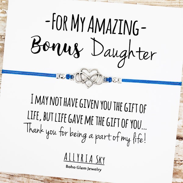 Gift Bracelet with "For My Bonus Daughter" Card | Bonus Daughter Gift | Bonus Mom, Bonus Dad, Bonus Daughter | Stepmom Stepdaughter Gift