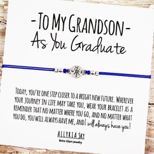 Bracelet cadeau avec carte de fin d’études « À mon petit-fils » | Cadeau de remise de diplôme de petit-fils, Cadeau de grand-mère petit-fils, École secondaire, Cadeau de remise de diplôme d’études collégiales