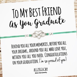Bracelet Meilleur Ami avec carte de graduation | | cadeau de remise des diplômes du meilleur ami BFF, Bestie Graduation Gift Bijoux | Lycée, Diplômé du collège