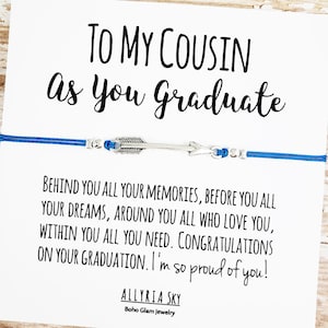 Bracelet cadeau avec carte de fin d’études « To My Cousin » | | de cadeaux de remise des diplômes de cousins | de graduation cousin Bracelet Cousin | Lycée, Diplômé du collège