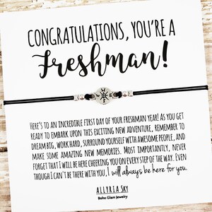 Cadeau de première année, Bracelet cadeau de première année, Carte de première année, Retour à l'école, Retour à l'université, Étudiant de première année du secondaire, Cadeau étudiant de première année d'université