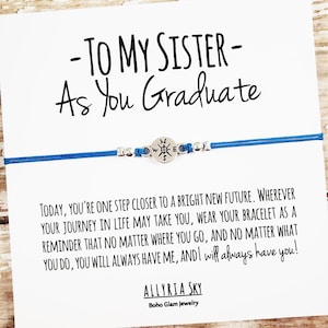 Bracelet cadeau avec carte de remise des diplômes « À ma sœur » | Cadeau de remise des diplômes pour soeur, Big Little, Remise des diplômes pour soeur, Lycée, Diplôme universitaire