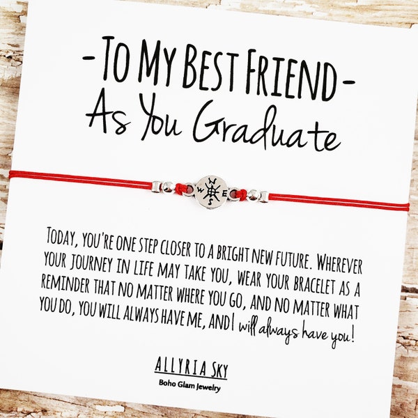 Friendship Bracelet with "To My Best Friend" Graduation Card, Best Friend Graduation Gift, BFF Graduation Jewelry, High School, College Grad