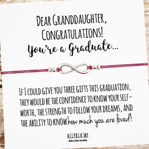 Bracelet cadeau avec carte de graduation "Chère petite-fille", cadeau de graduation de petite-fille, cadeau de petite-fille de grand-mère, lycée, collège