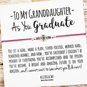 Bracelet et carte de cadeau de graduation de petite-fille, cadeau de graduation de petite-fille, cadeau de petite-fille de grand-mère, diplômé de lycée