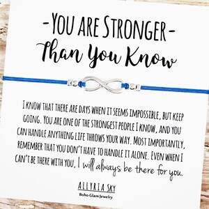 Bracelet d’amitié avec carte « Stronger Than You Know » | Soutien, Encouragement, Penser à vous, Là pour vous, Cadeau du meilleur ami