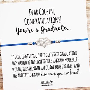 Bracelet cadeau avec carte de graduation « Cher cousin » | | de cadeaux de remise de diplôme cousin | de graduation cousin Bracelet Cousin | Lycée, Diplômé du collège