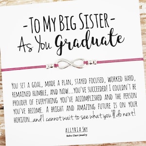Bracelet cadeau avec carte de graduation « Big Sister », cadeau de graduation Big Sister, Big Little Gift, Sister Graduation, High School, College Grad