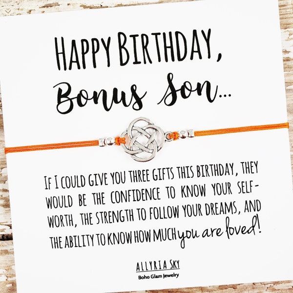 Bonus Son Birthday Gift, Bonus Son Bracelet, Bonus Son Birthday Card, Bonus Mom Bonus Son Birthday Gift, Stepson, Unbiological Son Birthday