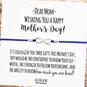 Mom Gift Bracelet with &quot;Dear Mom&quot; Mother&#39;s Day Card, Mother&#39;s Day Gift, Mom Gift, Amazing Mom, No Matter Where, Mother Daughter Gift Jewelry