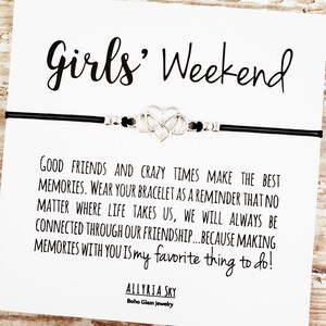Carte et bracelet d'amitié week-end pour filles, bracelet meilleure amie, cadeau meilleure amie, voyage entre filles, gang de filles, âme soeur, cadeau petite amie