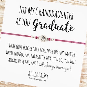 Bracelet cadeau avec carte de graduation de petite-fille | Cadeau de fin d’études | petite-fille Grand-mère Petite-fille Cadeau | Lycée, Collège