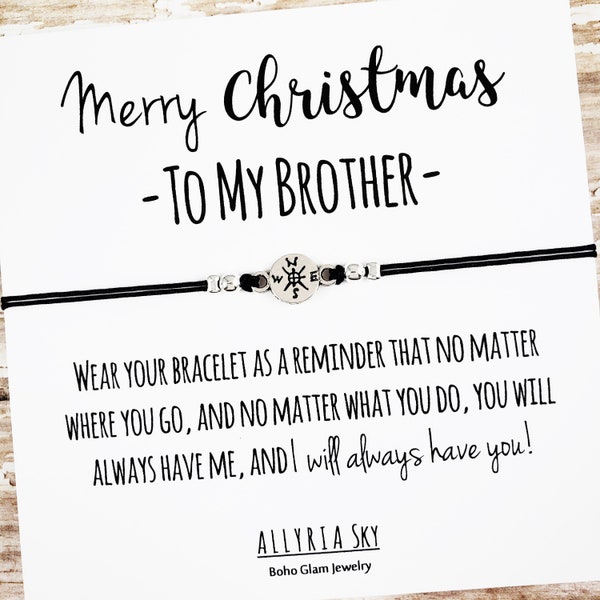 Friendship Bracelet with "Merry Christmas Brother" Card, Brother Christmas Gift, Brother Bracelet, Long Distance Brother, Brother Sister