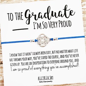 Bracelet cadeau avec carte de graduation « So Very Proud » | Fier de vous, bijoux cadeaux de fin d’études | Lycée, diplôme d’études collégiales | Cadeau pour les diplômés