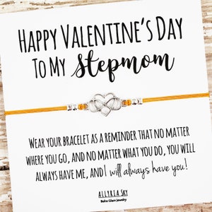 Stepmom Valentine&#39;s Day Gift, Stepmom Valentine&#39;s Card, Stepmom, Bonus Mom Gift Bracelet, Stepmom Valentine, Stepmom Stepdaughter Gift