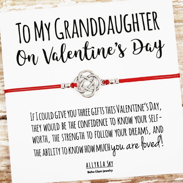 Granddaughter Valentine's Day Gift, Granddaughter Valentine, Granddaughter Bracelet Card, Granddaughter Gift, Grandmother Granddaughter Gift