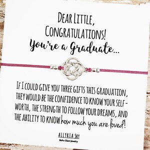 Bracelet d’amitié avec carte de graduation « Dear Little » | | de cadeau de remise des diplômes de sœur Big Little Sorority | Bijoux Grande Sœur, Petite Sœur
