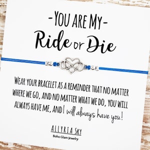 Best Friend Bracelet with &quot;Ride or Die&quot; Card | Best Friend Gift | No Matter Where | Soul Sister, BFF, Bestie Gift, Best Friend Birthday Gift