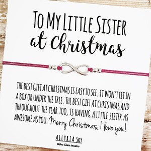 Friendship Bracelet with &quot;Little Sister&quot; Christmas Card, Little Sister Christmas Gift, Big Little Christmas, Big Little Sorority Sister Gift