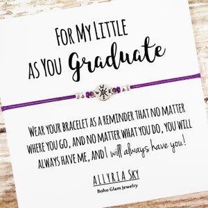 Bracelet d’amitié avec carte de fin d’études « For My Little » | | de cadeaux de remise des diplômes de sœur Big Little Sorority | Bijoux Grande Sœur, Petite Sœur