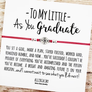 Bracelet d'amitié avec carte de graduation "To My Little", cadeau de graduation de soeur, grande petite sororité, grande soeur, graduation de petite soeur
