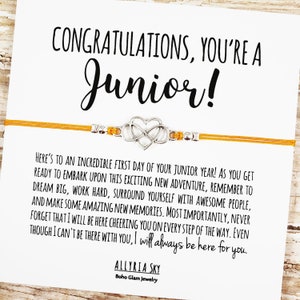 Cadeau pour junior, Bracelet cadeau pour junior, Carte de promotion pour junior, Rentrée scolaire, Retour à l'université, Cadeau pour lycéen, Cadeau pour junior universitaire