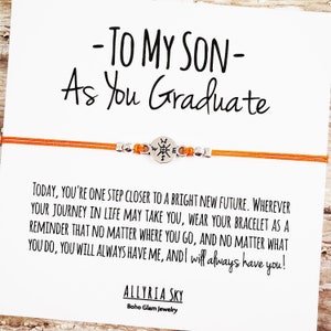Bracelet cadeau avec carte de fin d’études « À mon fils », cadeau de remise des diplômes de fils, bracelet de fils, diplôme d’études secondaires, diplôme d’études collégiales, cadeau pour fils