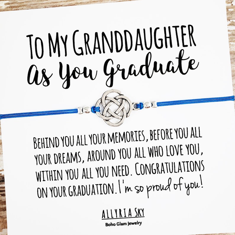 Gift Bracelet with To My Granddaughter Graduation Card, Granddaughter Graduation Gift, Grandmother Granddaughter Gift, High School College image 1