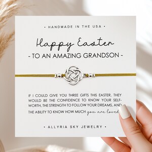 Bracelet cadeau avec carte « Joyeuses Pâques petit-fils », cadeau de Pâques petit-fils, bracelet petit-fils, cadeau grand-mère petit-fils, cadeau pour petit-fils