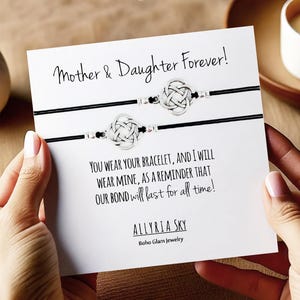 Set of Two Charm Bracelets with &quot;Mother & Daughter Forever&quot; Card | Mom, Daughter Gift Jewelry | Matching Bracelets | Mother&#39;s Day