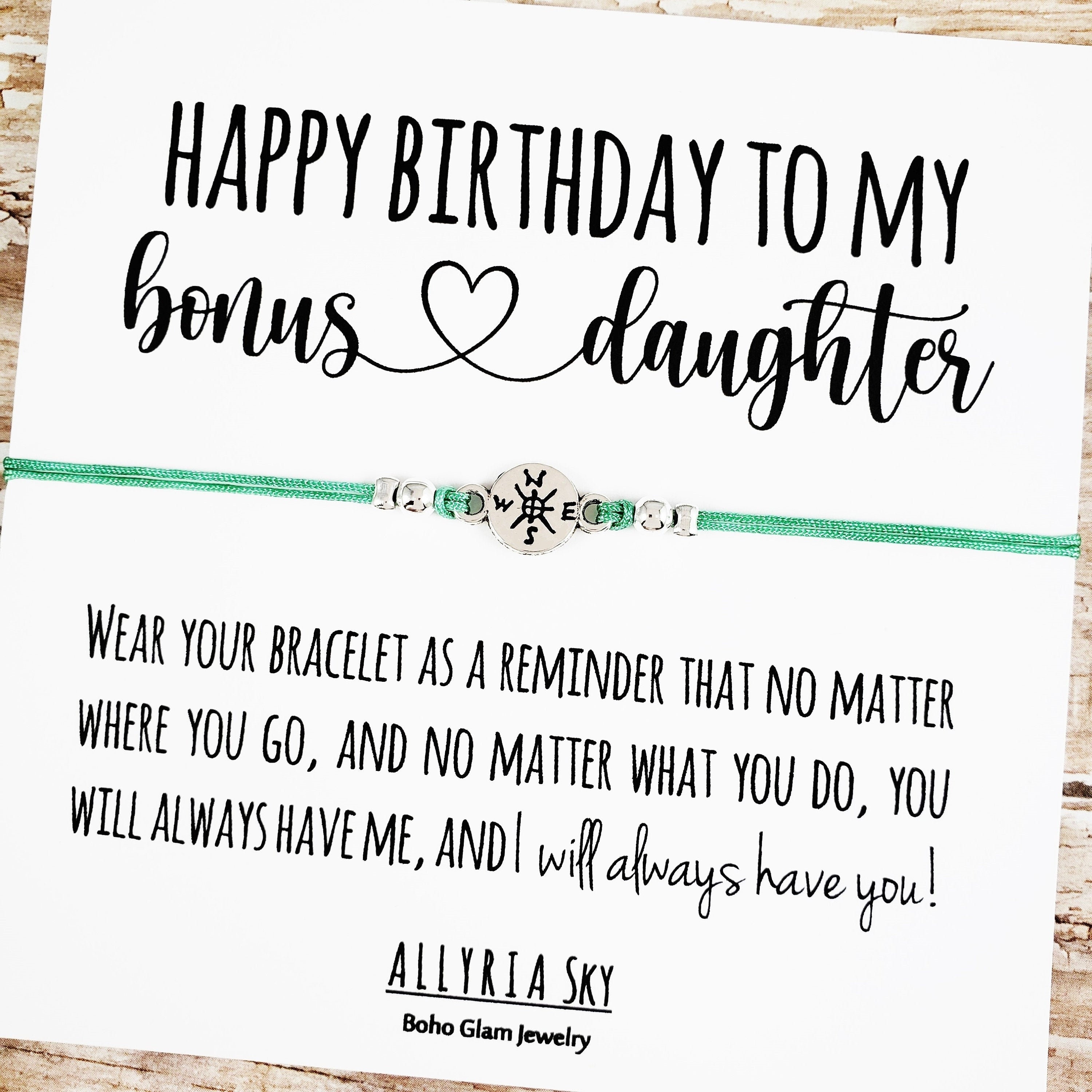 Happy Birthday To My Bonus Daughter Charm Friendship Bracelet With Bonus Daughter Birthday Card | Etsy