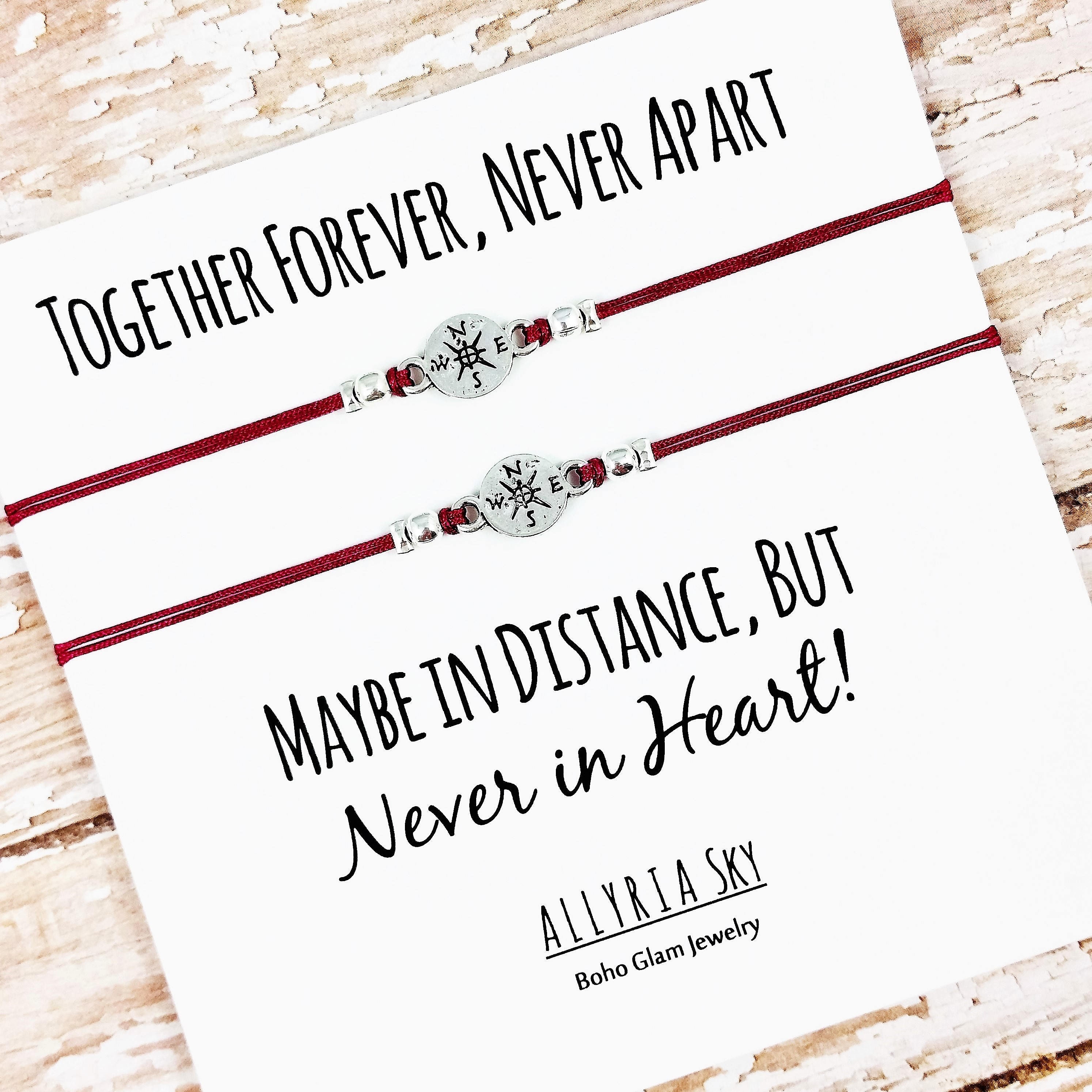 Set of Two Compass Friendship Bracelets with Together Etsy