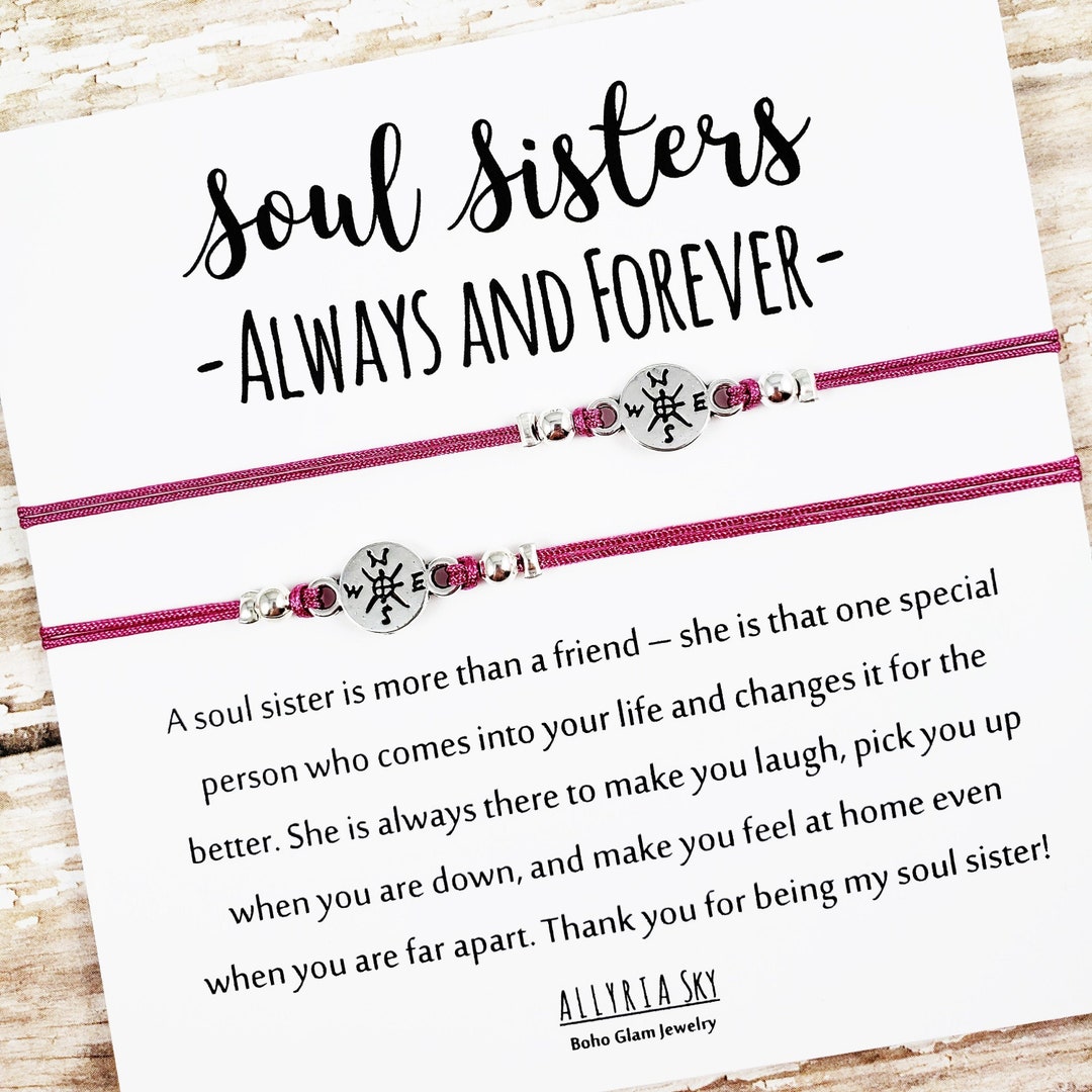 Set of Two Matching Friendship Bracelets With Soul Sisters Always ...