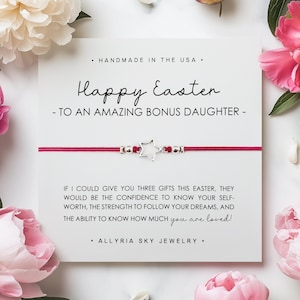 Bracelet cadeau fille en prime avec carte « Joyeuses Pâques », cadeau fille en prime, maman en prime, papa, fille en prime, cadeau belle-mère et belle-fille