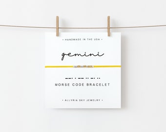 Gemini Morse Code Bracelet, Gemini Bracelet, Gemini Gift, Gemini Jewelry, Gemini Birthday, Gemini Zodiac Gift Bracelet, Zodiac Birthday Gift