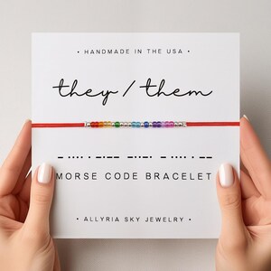 Bracelet They Them Morse, bracelet cadeau pronom de genre, bracelet d'identité de fierté, bracelet cadeau LGBTQ, cadeau de fierté, bracelet tendance