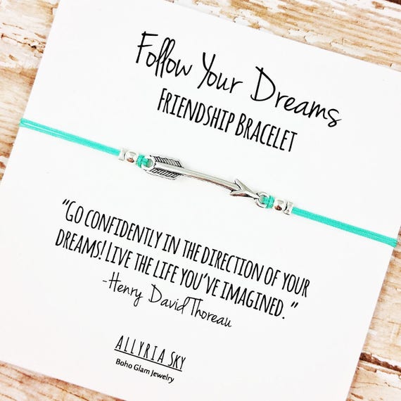 Charm Friendship Bracelet With follow Your Dreams Card Inspirational Graduation Gift Jewelry for Her Him Thoreau Quote Etsy Canada