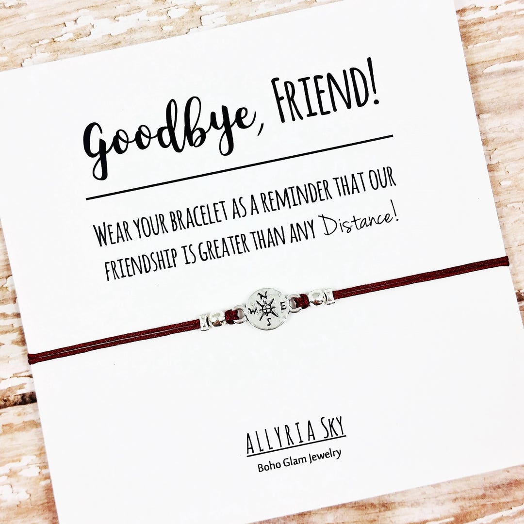 Friendship Bracelet Best Friend Bracelet Goodbye Gift Compass Bracelet Going Away Gift Long