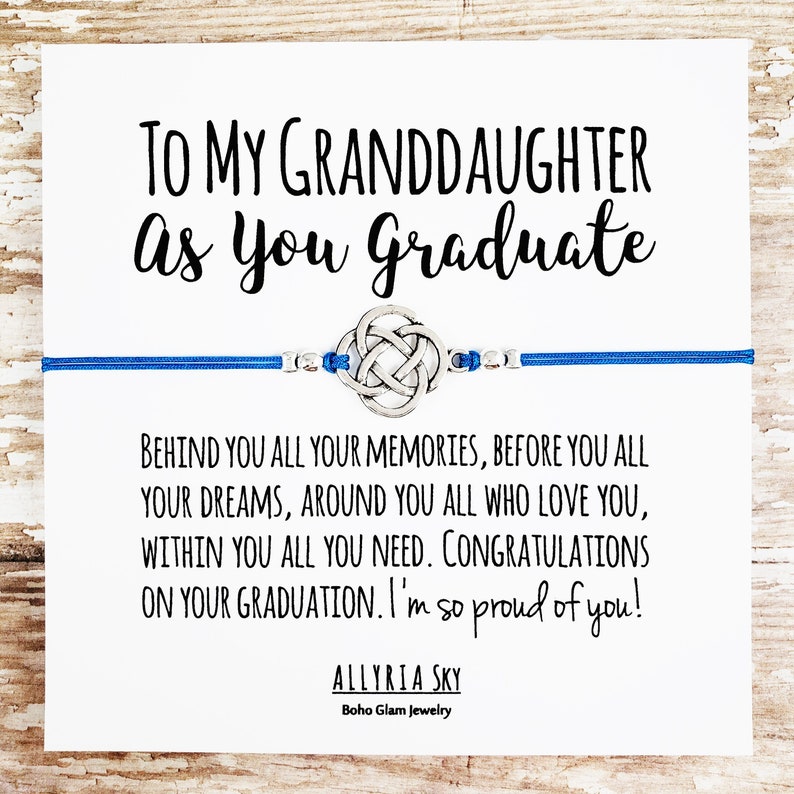 Gift Bracelet with To My Granddaughter Graduation Card, Granddaughter Graduation Gift, Grandmother Granddaughter Gift, High School College image 2