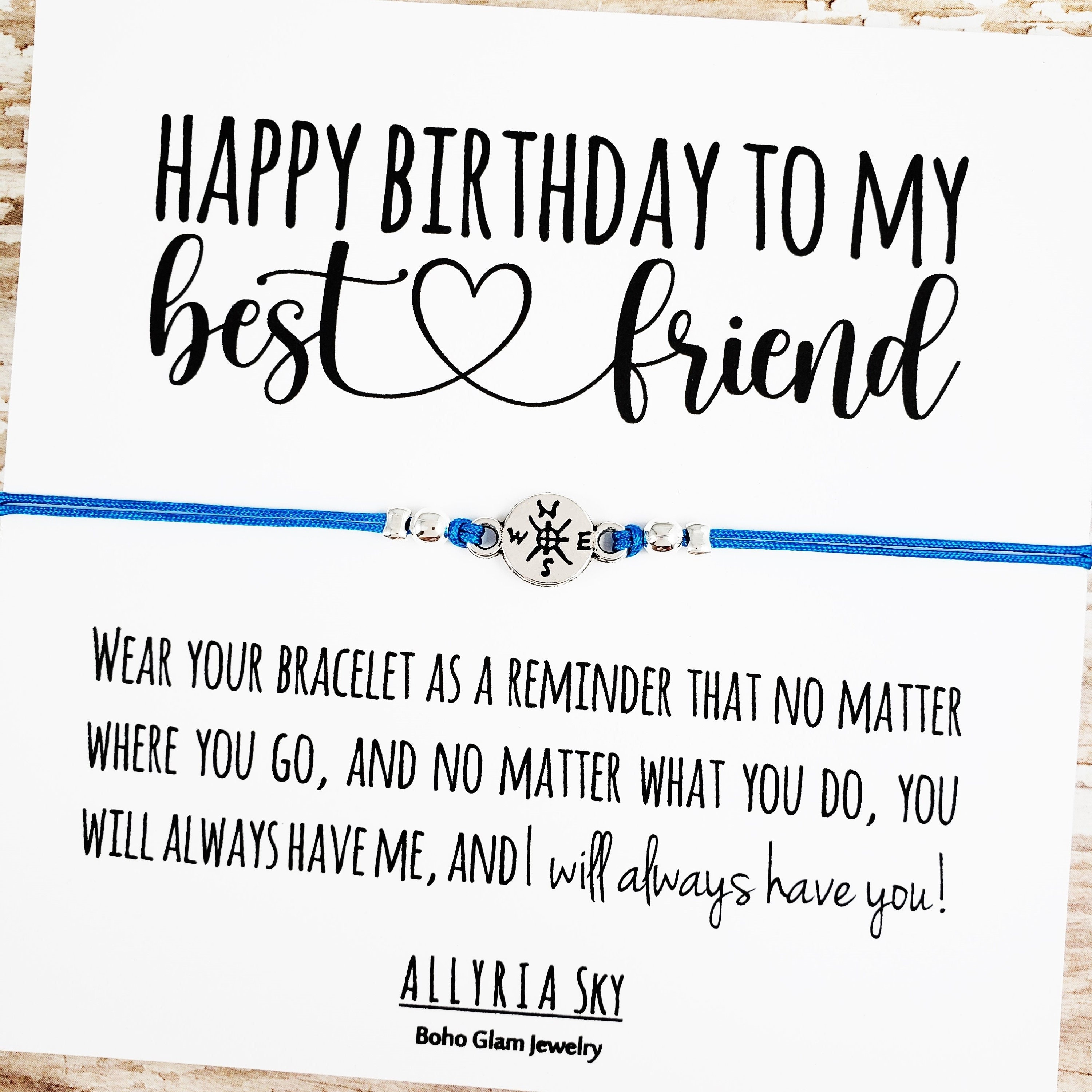 Happy Birthday Best Friend Bracelet and Card Best Friend | Etsy